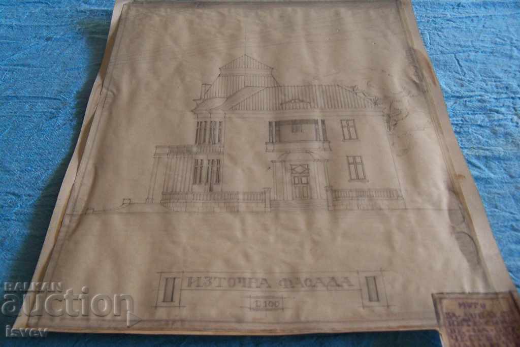 Beautiful old architectural drawing, sketch drawing from before 1944 - 5 Beautiful old architectural drawing, sketch drawing from before 1944 - 5