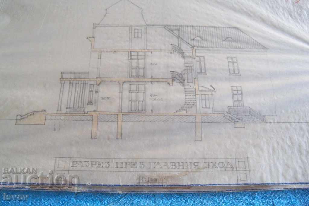 Frumos desen arhitectural vechi, schiță dinainte de 1944 №5 - 5