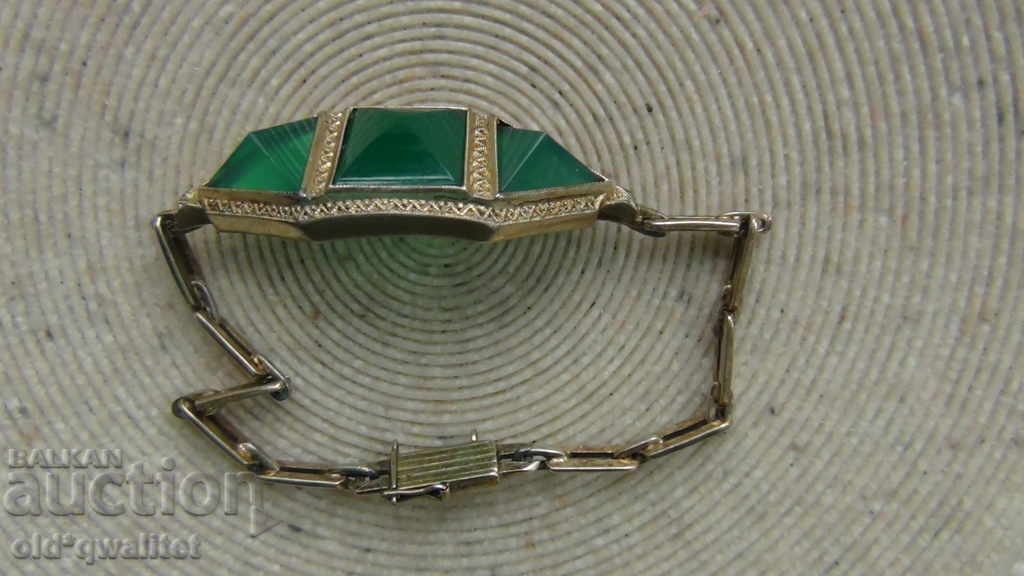 Beautiful old SILVER BRACELET, green stones, stamp with price 297.00 BGN | € 151.85 Beautiful old SILVER BRACELET, green stones, stamp with price 297.00 BGN | € 151.85