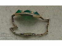 Beautiful old SILVER BRACELET, green stones, stamp