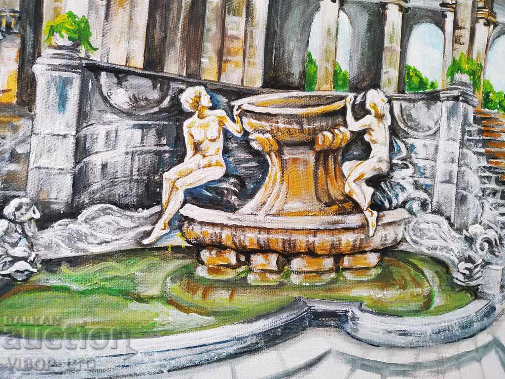 Auction  Unique! Large original painting with frame GREEK AMPHITHEATRE