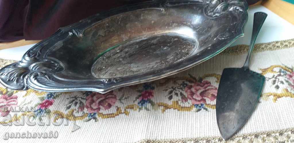 Over 100 years old WMF silver plated tray and WMF spatula