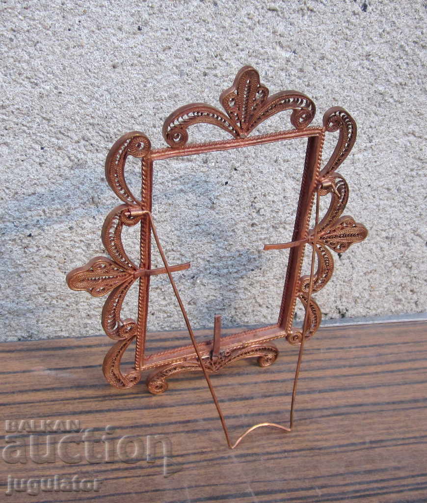 old table photo frame made of openwork copper filigree - 6 old table photo frame made of openwork copper filigree - 6