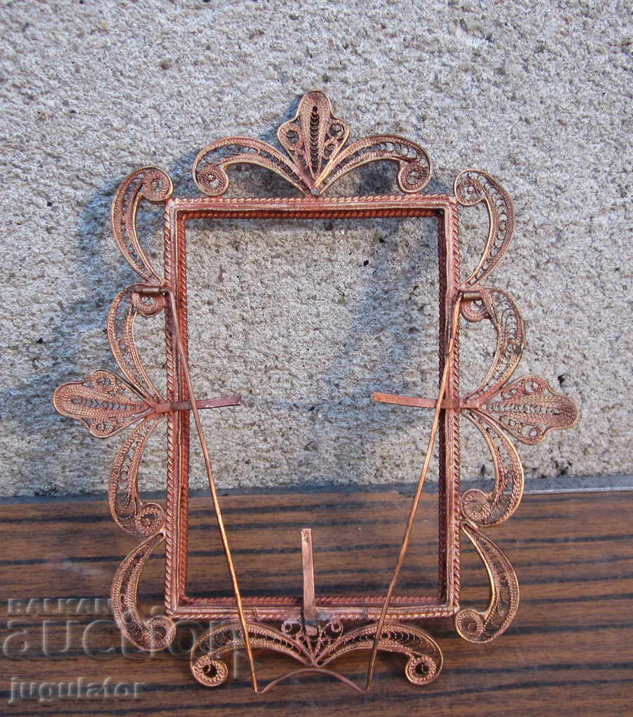 old table photo frame made of openwork copper filigree - 7 old table photo frame made of openwork copper filigree - 7