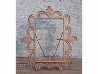 old table photo frame made of openwork copper filigree