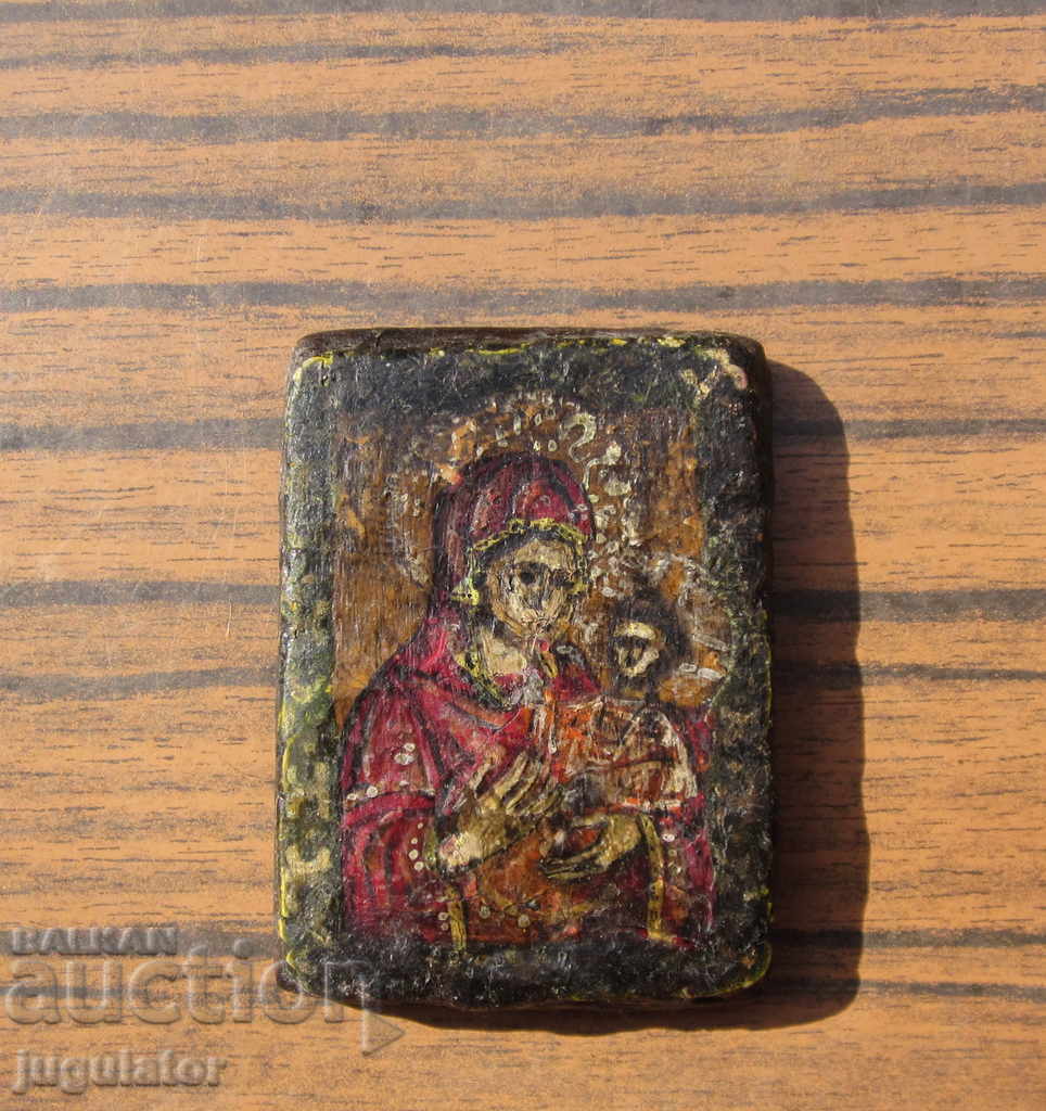 старинна Българска малка домашна рисувана джобна икона