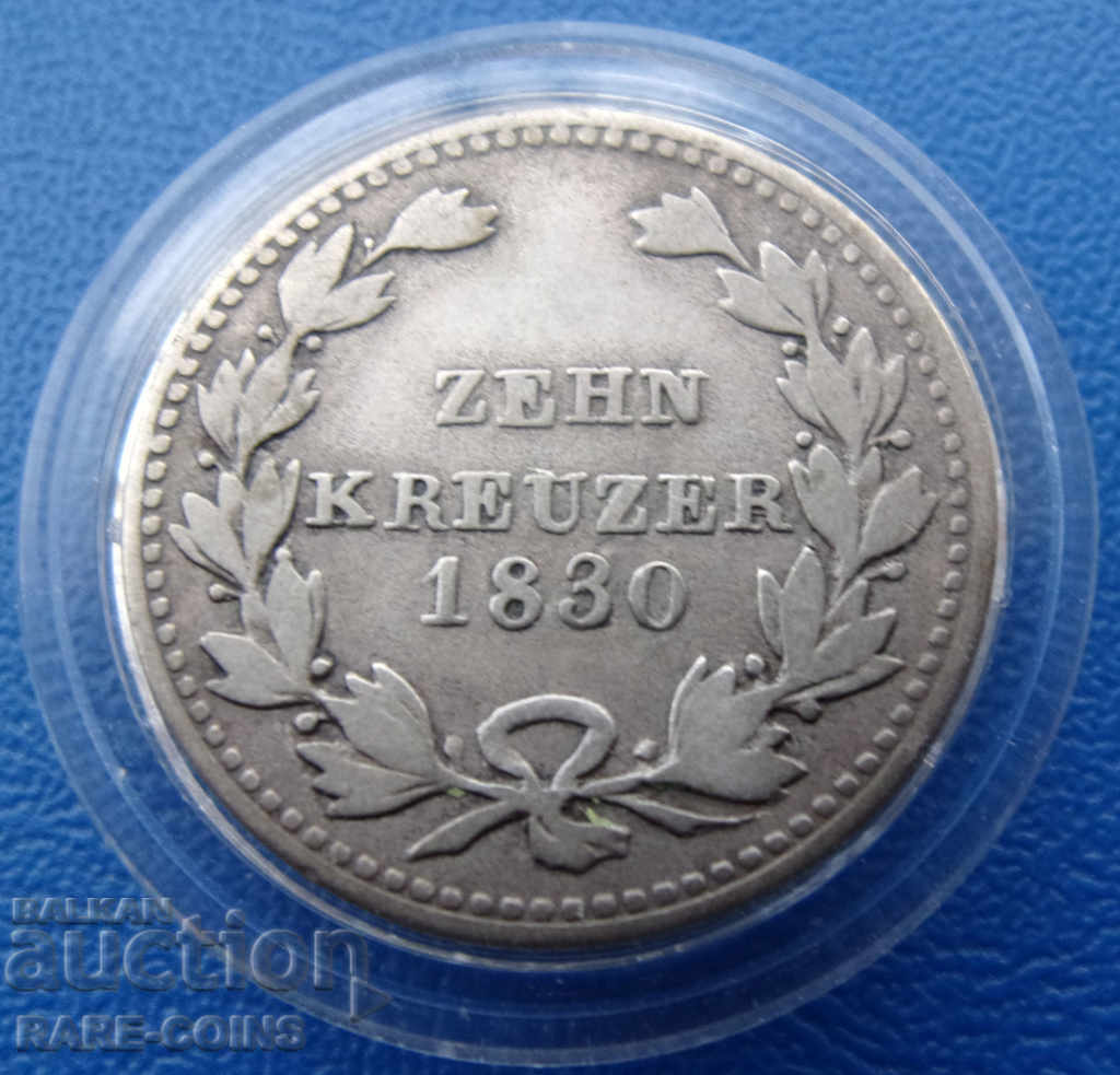 Baden Germany X Kreuzer 1830 Πολύ σπάνιο πρωτότυπο