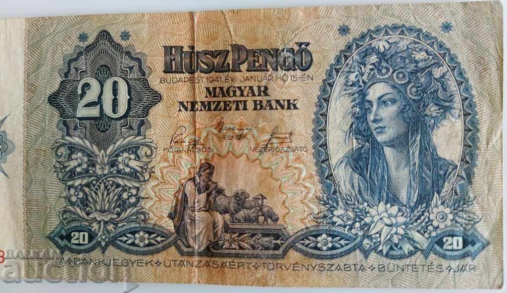 Auction 1941 20 PENGO BANKNOTE HUNGARY PENGO Auction 1941 20 PENGO BANKNOTE HUNGARY PENGO
