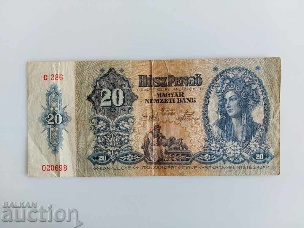 1941 20 PENGO BANKNOTE HUNGARY PENGO - 6 1941 20 PENGO BANKNOTE HUNGARY PENGO - 6