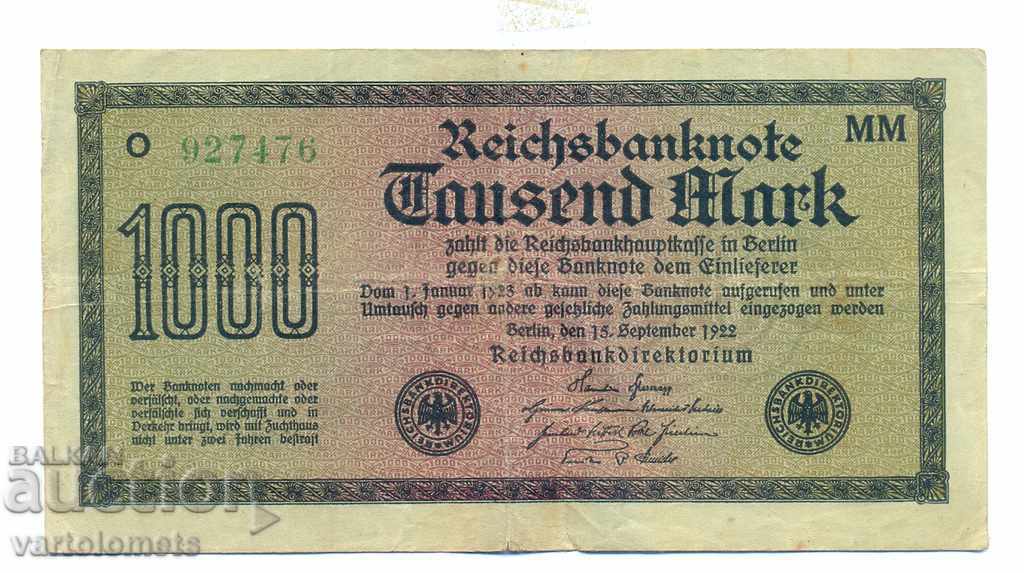 1000 Reich stamps 1922 Germany