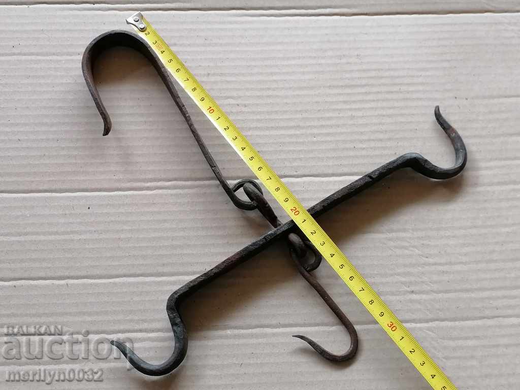 An old forged scraping hook, double twin - 5 An old forged scraping hook, double twin - 5