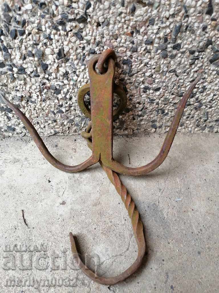 An old forged scraping hook, double twin - 5 An old forged scraping hook, double twin - 5
