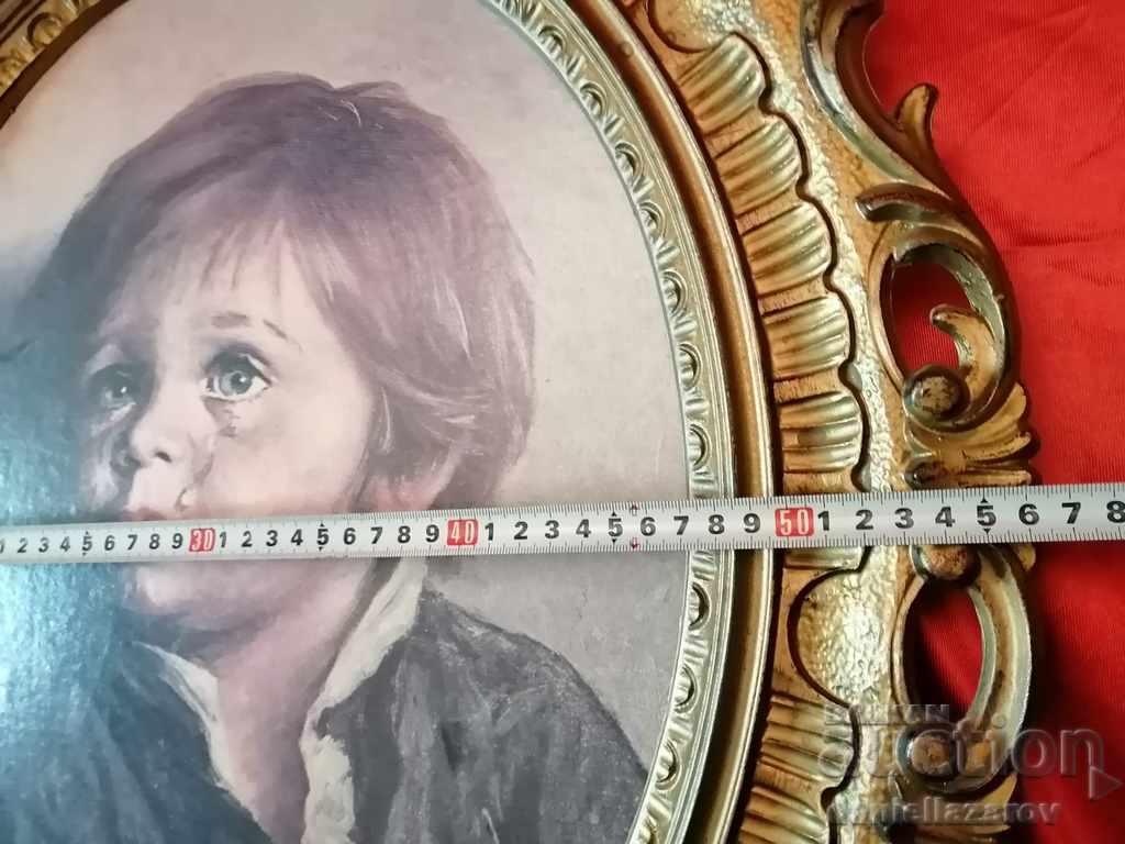 Painting "The Crying Boy" Baroque Frame, Bruno Amadio - 6 Painting "The Crying Boy" Baroque Frame, Bruno Amadio - 6