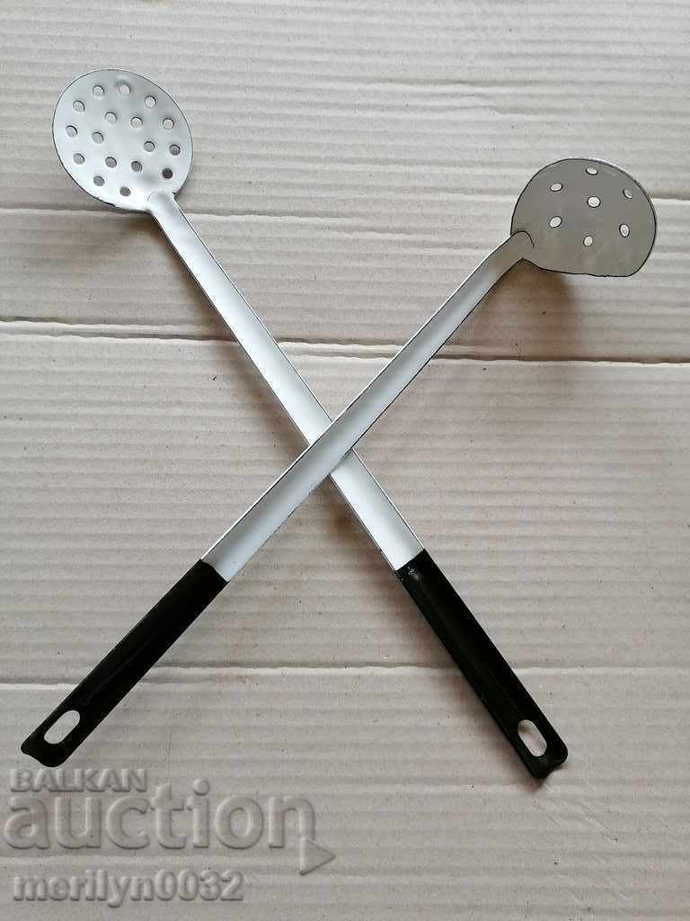 Old enameled spoon 2 ladles with enamel early socialist USSR with price 29.00 BGN | € 14.83 Old enameled spoon 2 ladles with enamel early socialist USSR with price 29.00 BGN | € 14.83