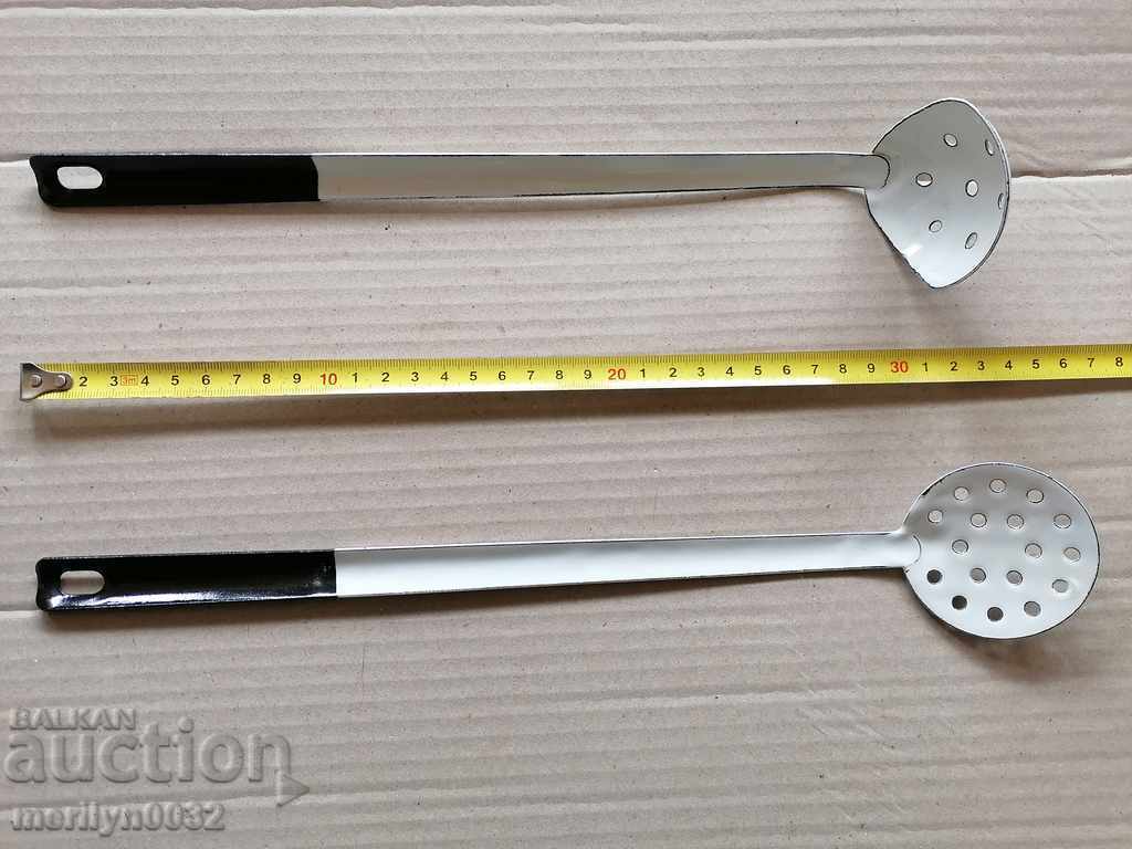 Auction Old enameled spoon 2 ladles with enamel early socialist USSR Auction Old enameled spoon 2 ladles with enamel early socialist USSR