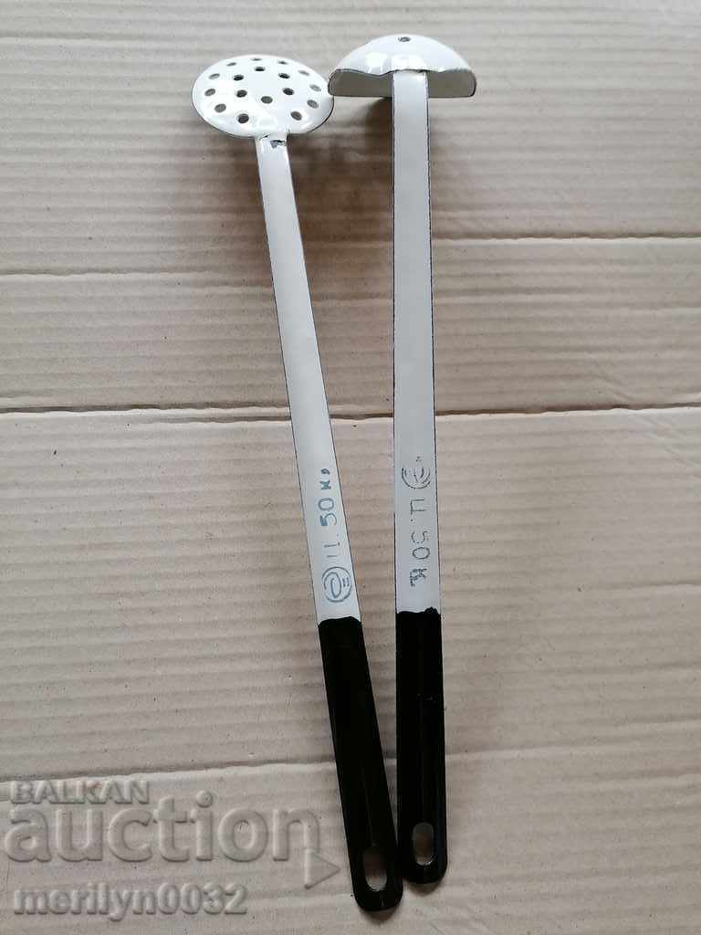 Old enameled spoon 2 ladles with enamel early socialist USSR - 6 Old enameled spoon 2 ladles with enamel early socialist USSR - 6