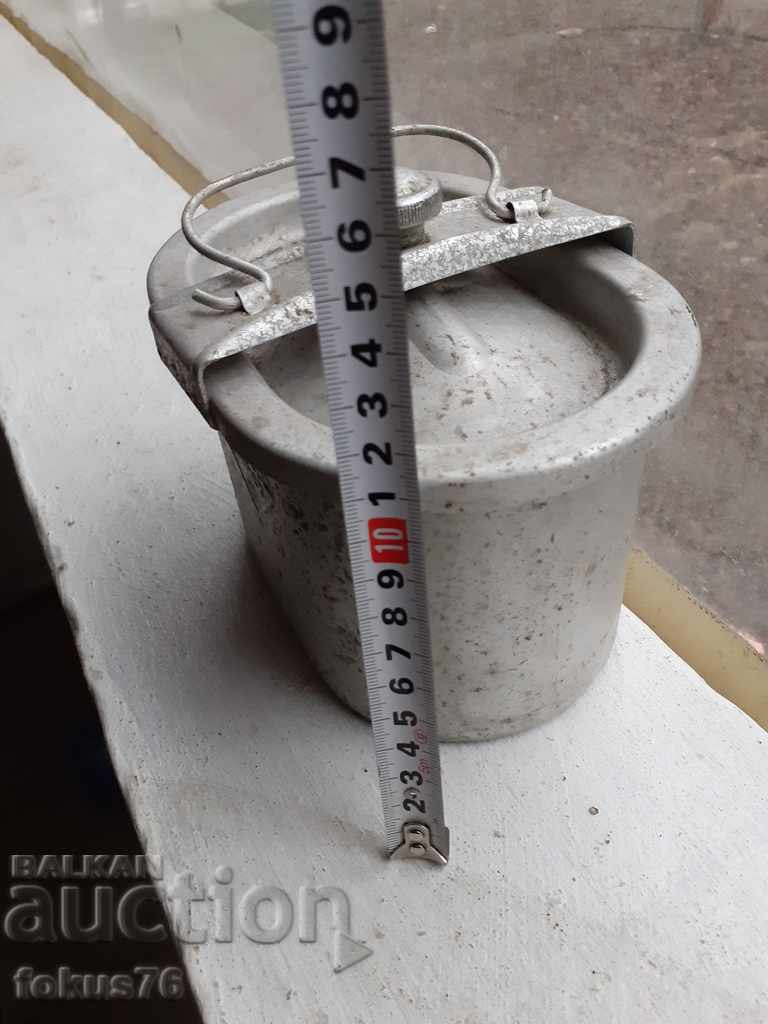 an old aluminum German Panther food jug - 7