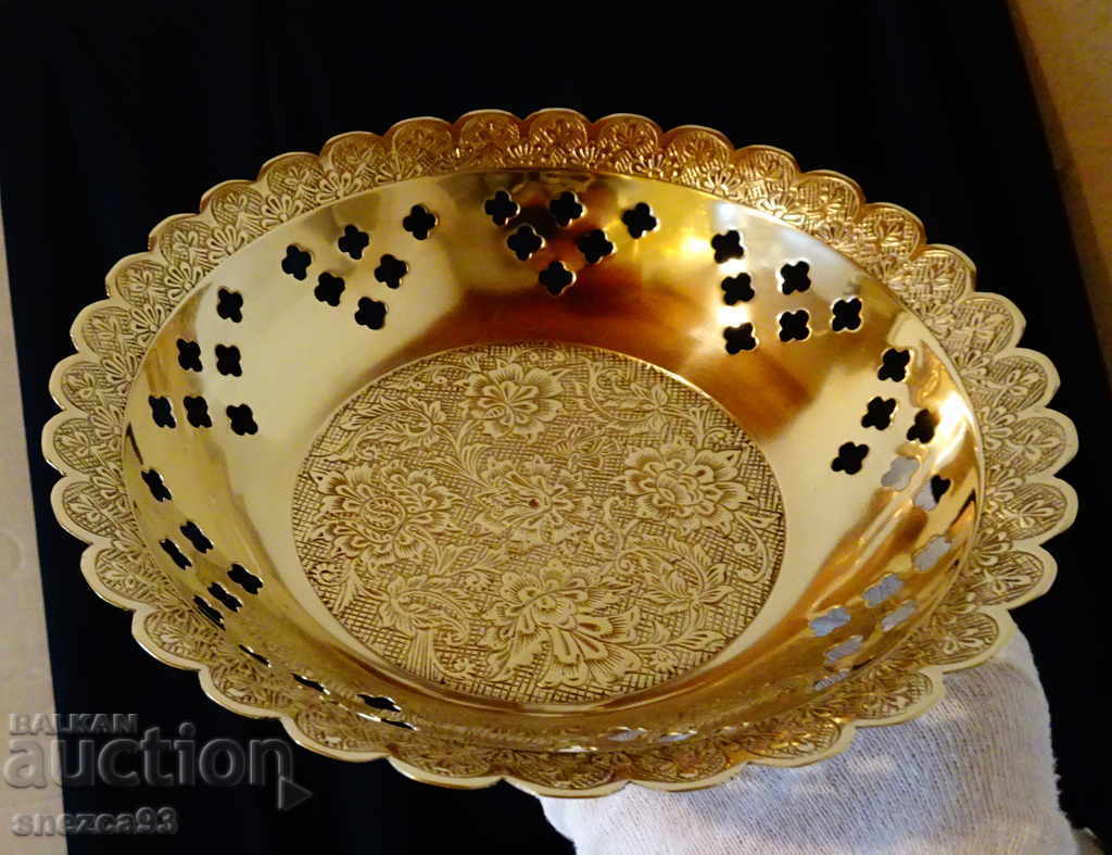 Αγγλική μπρούτζινη φρουτιέρα, δαντέλα, λουλούδια - 5 Αγγλική μπρούτζινη φρουτιέρα, δαντέλα, λουλούδια - 5