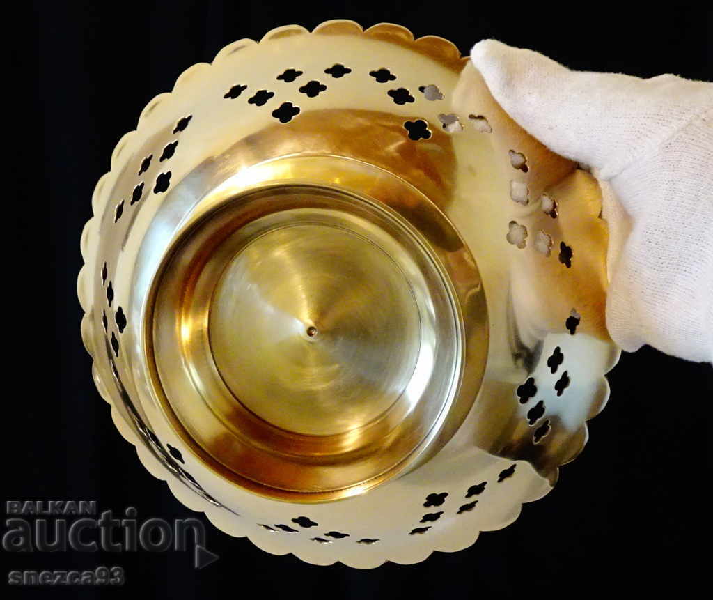 Αγγλική μπρούτζινη φρουτιέρα, δαντέλα, λουλούδια - 6 Αγγλική μπρούτζινη φρουτιέρα, δαντέλα, λουλούδια - 6