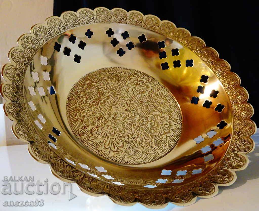 Αγγλική μπρούτζινη φρουτιέρα, δαντέλα, λουλούδια - 7 Αγγλική μπρούτζινη φρουτιέρα, δαντέλα, λουλούδια - 7