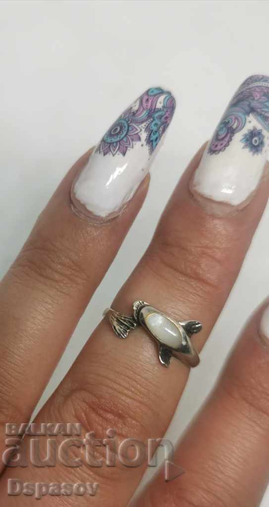 Small Silver Dolphin Ring for Bone or Puppy