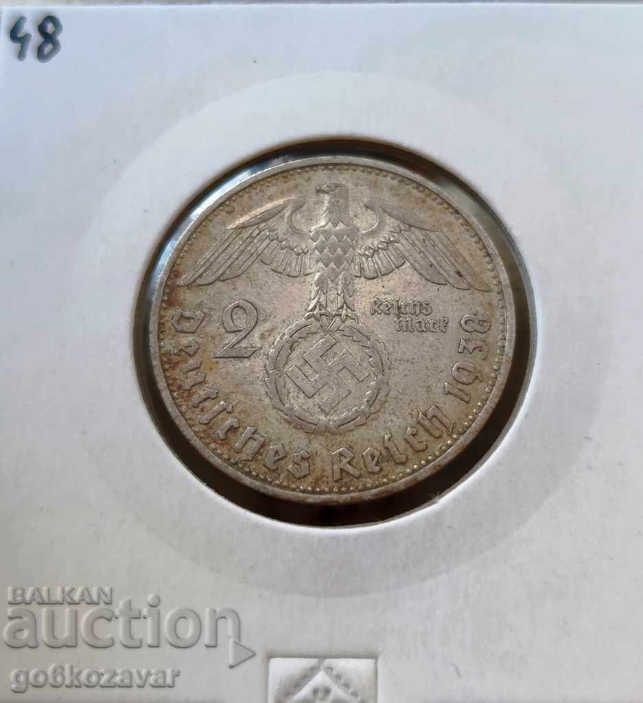 Германия Трети райх! 2 марки 1938г Сребро.