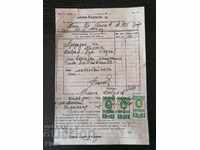 Old document Account receipt with stamps 1945