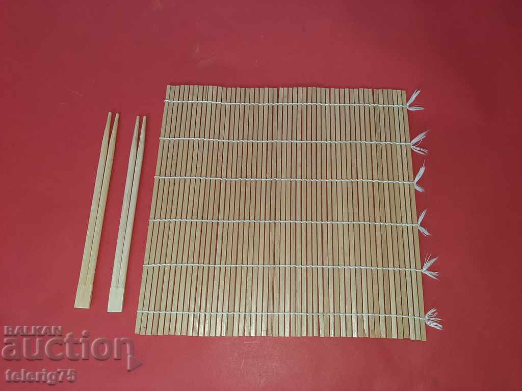 Covor de bambus pentru fabricarea sushi + bastoane japoneze
