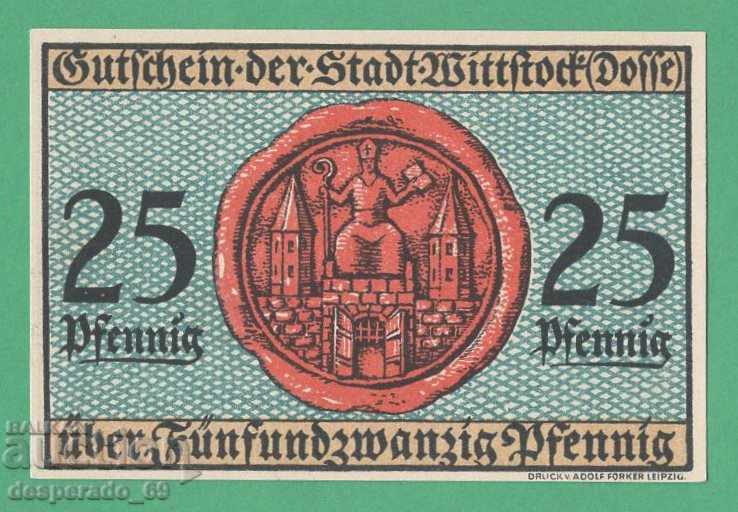 (¯` '• .¸NOTGELD (c. Wittstock) 1921 UNC -25 pfeniga¸. •' ´¯) with price 2.60 BGN | € 1.33