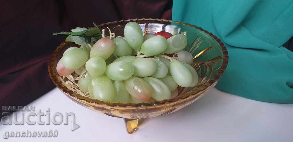 Beautiful amber colored Art Deco fruit bowl - 6 Beautiful amber colored Art Deco fruit bowl - 6