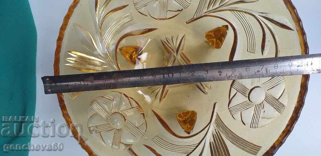 Beautiful amber colored Art Deco fruit bowl - 7 Beautiful amber colored Art Deco fruit bowl - 7