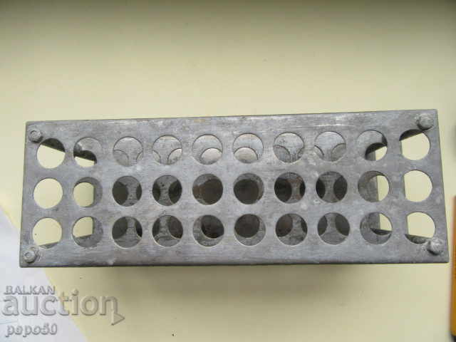 METAL LABORATORY STAND FOR 30 TEST TUBES FROM THE USSR with price 25.00 BGN | € 12.78 METAL LABORATORY STAND FOR 30 TEST TUBES FROM THE USSR with price 25.00 BGN | € 12.78