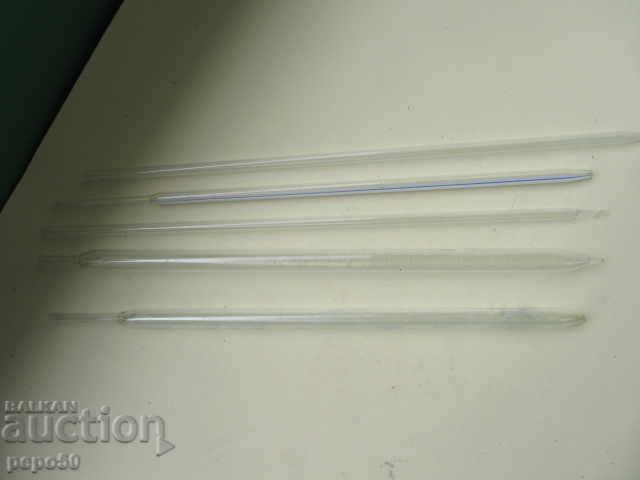 5 LABORATORY PIPETTES FROM SOCA - 25ml, 10ml and 3x5ml./3/