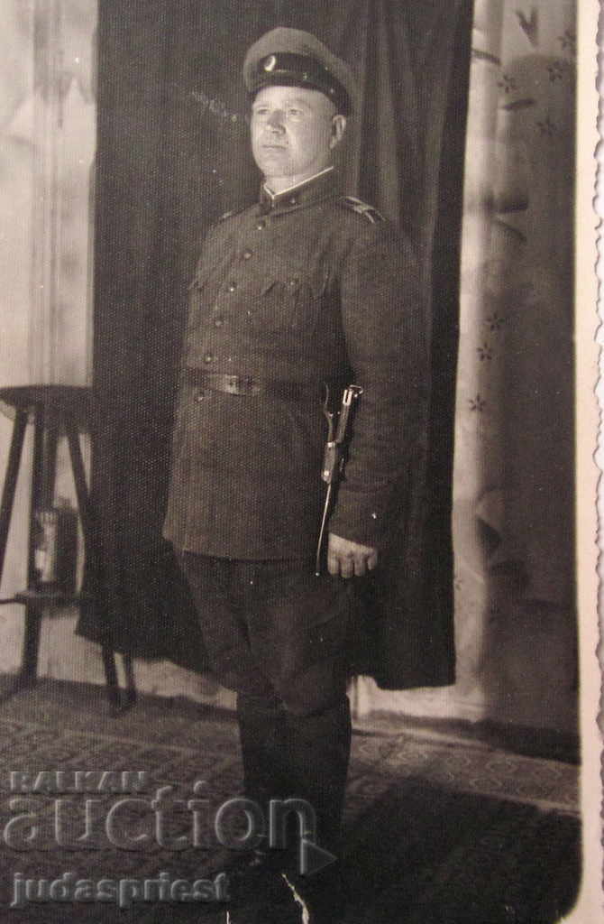 Първа Световна военна снимка Български подофицер с нож щик
