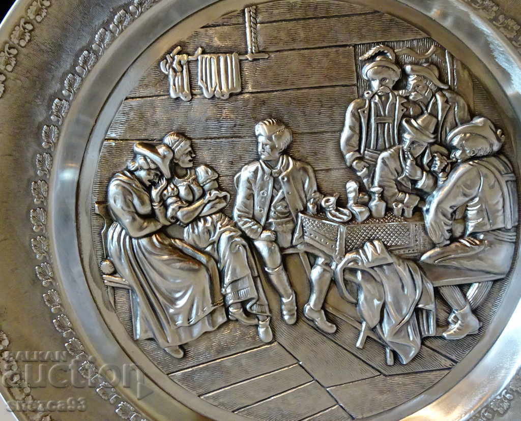 Auction Embossed painting, tin panel. Auction Embossed painting, tin panel.