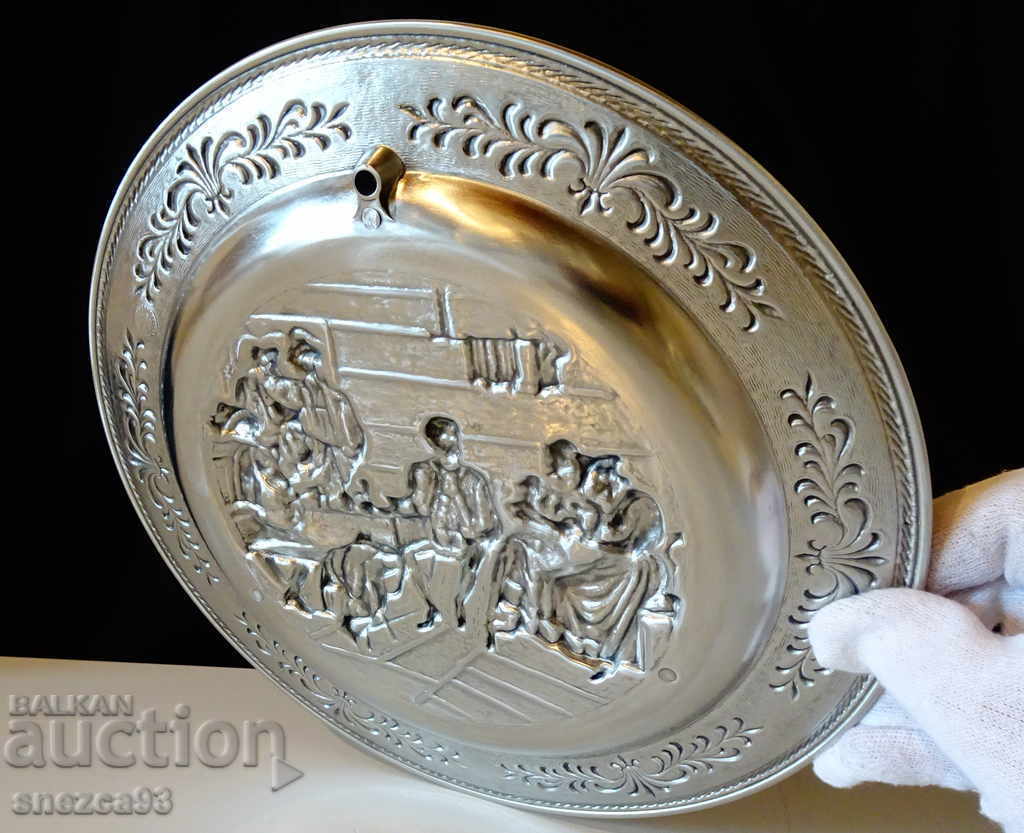 Farfurie de staniu cu imagine în relief Nuntă, Logodnă, 26 cm - 6 Farfurie de staniu cu imagine în relief Nuntă, Logodnă, 26 cm - 6