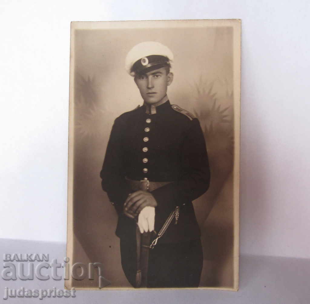 Βασιλείου της Βουλγαρίας στρατιωτική φωτογραφία καρτ ποστάλ αξιωματικός με σπαθί
