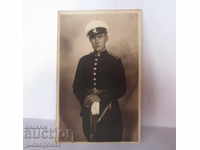 Царство България военна снимка картичка подофицер със сабя