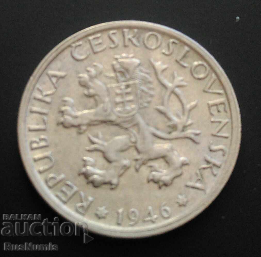 Czechoslovakia. 1 crown 1946 UNC. with price 4.50 BGN | € 2.30 Czechoslovakia. 1 crown 1946 UNC. with price 4.50 BGN | € 2.30