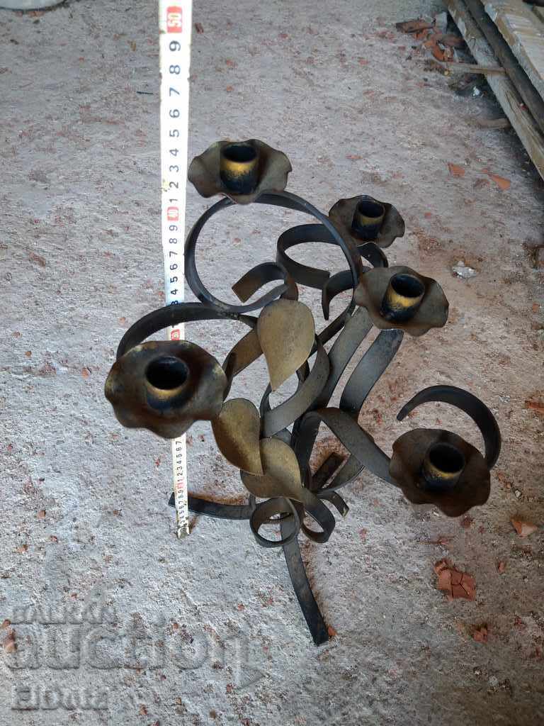 Auction Wrought iron candlestick Auction Wrought iron candlestick