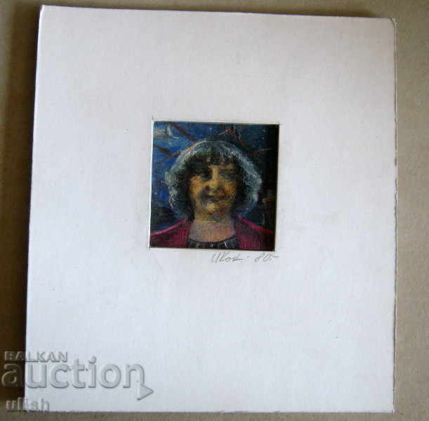1980 author's female head oil paint miniature I. Kon. with price 35.00 BGN | € 17.90 1980 author's female head oil paint miniature I. Kon. with price 35.00 BGN | € 17.90