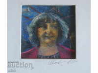 1980 авторска женска глава маслени бои миниатюра И. Кон.