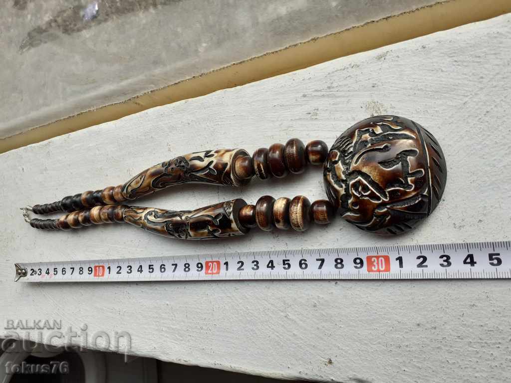 Μεγάλο παλιό κολιέ από πραγματικό κέρατο - 6
