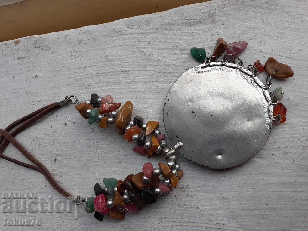 Μεγάλο κολιέ για τη φορεσιά με δερμάτινες γραβάτες - 5