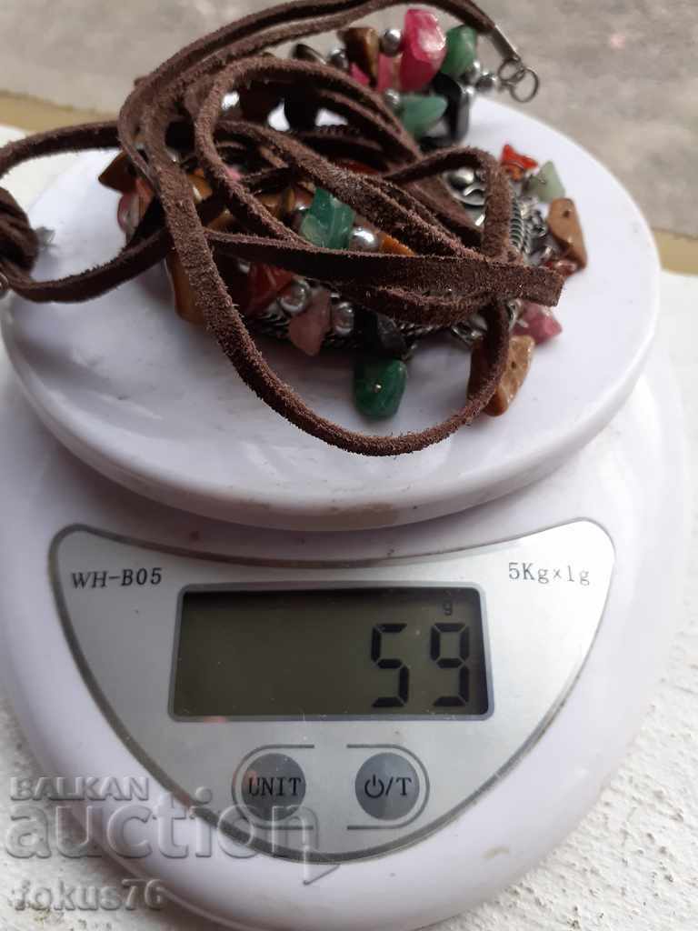 Μεγάλο κολιέ για τη φορεσιά με δερμάτινες γραβάτες - 7