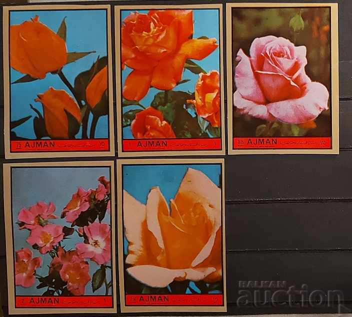 Ажман 1972 Цветя/Рози Неперфорирана серия MNH