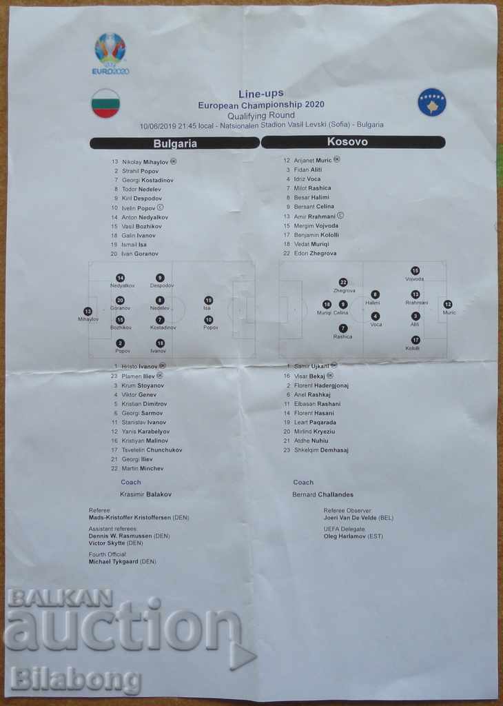 Football team list Bulgaria-Kosovo, Sofia - 2019 Football team list Bulgaria-Kosovo, Sofia - 2019