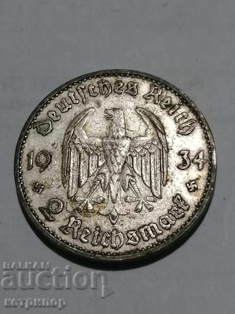 2 Marks Germany 1934 F with year silver with price 45.00 BGN | € 23.01 2 Marks Germany 1934 F with year silver with price 45.00 BGN | € 23.01