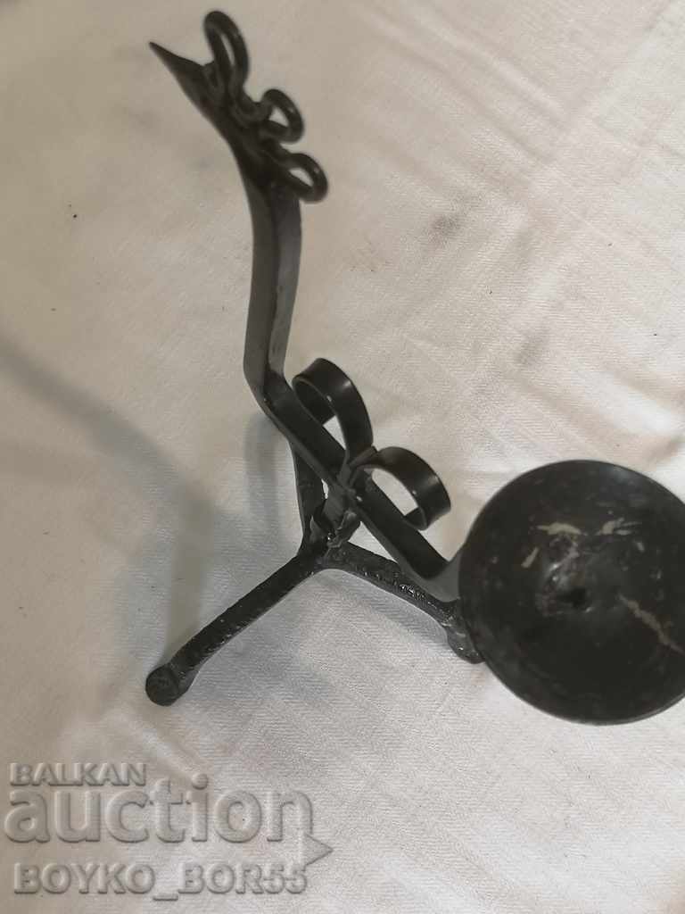 Auction Antique Handmade Wrought Iron Candlestick Auction Antique Handmade Wrought Iron Candlestick