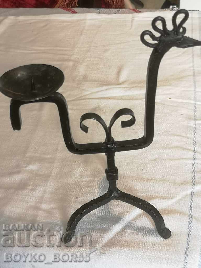 Antique Handmade Wrought Iron Candlestick - 7 Antique Handmade Wrought Iron Candlestick - 7